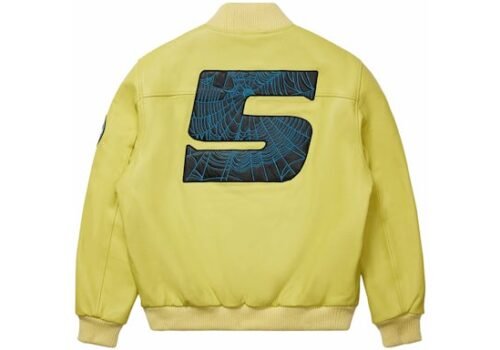 Sp5der Leather Logo Bomber Jacket