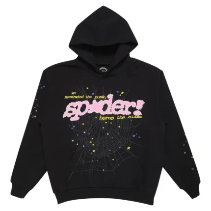 Spider Pink Logo Hoodie Black