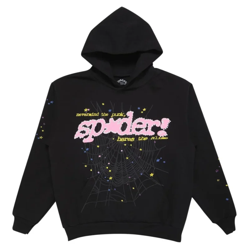 Spider Pink Logo Hoodie Black