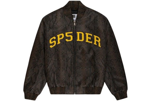 Sp5der Snake Leather Varsity Bomber Jacket