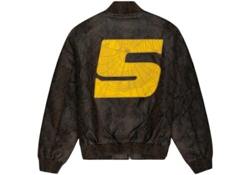 Sp5der Snake Leather Varsity Bomber Jacket