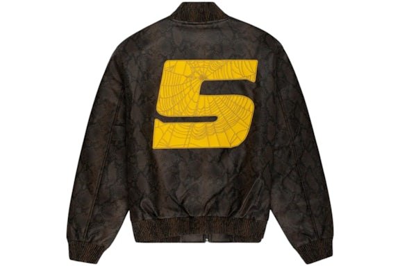 Sp5der Snake Leather Varsity Bomber Jacket