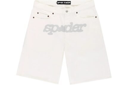 V3 Logo Denim Shorts White