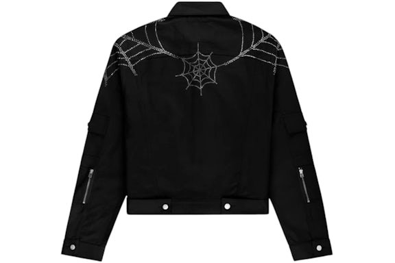 Sp5der Web Denim Cropped Trucker Jacket