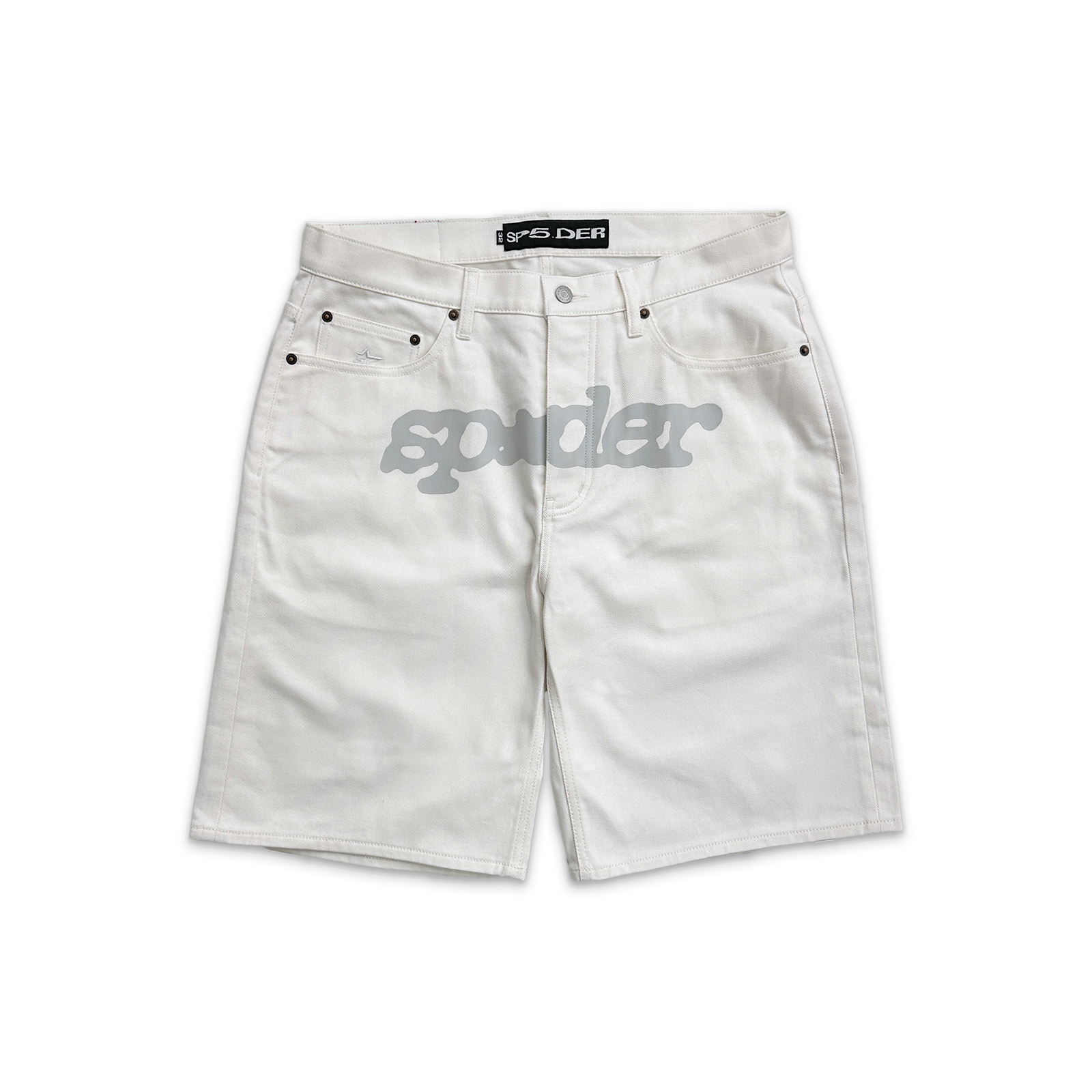 V3 Logo Denim Shorts White